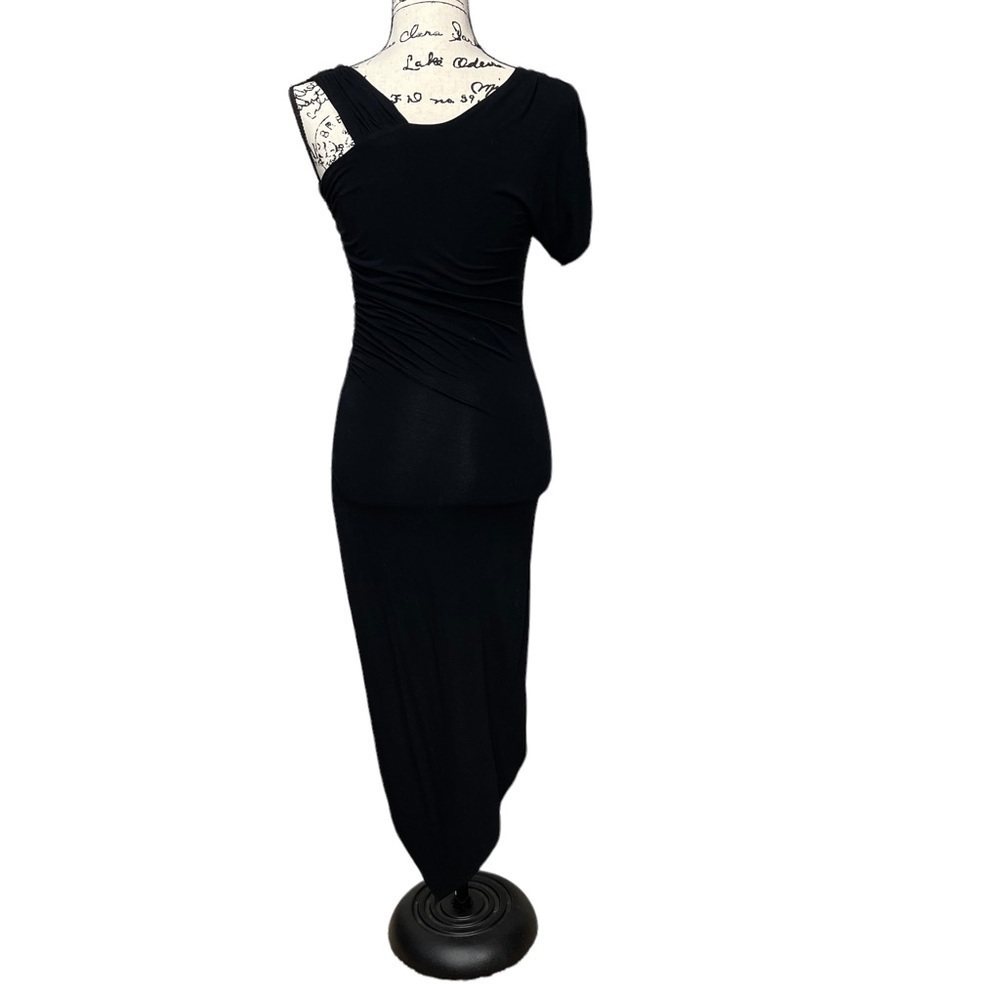 Bebe LBD One Shoulder Sexy Bodycon Asymmetrical Dress Size XS in Black - Picture 5 of 11